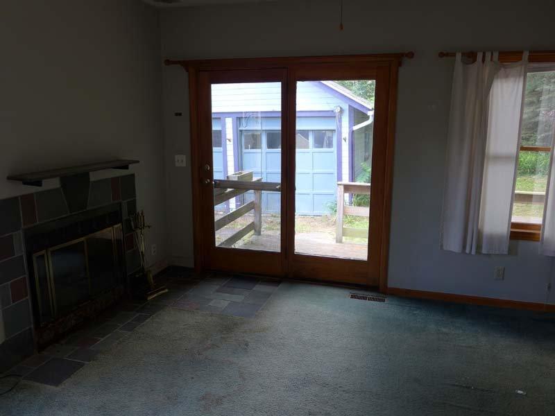 Photo of living room with fireplace