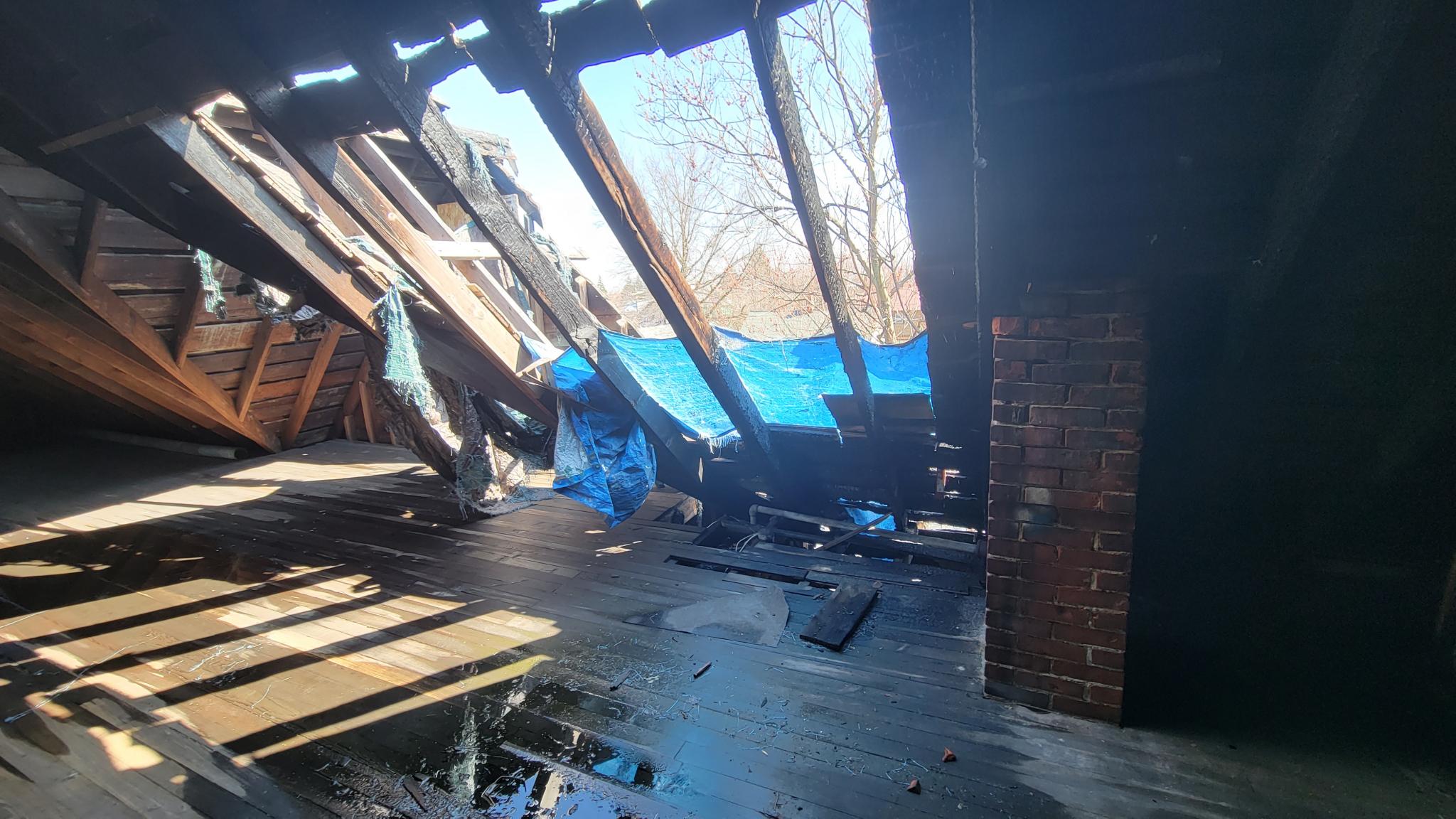 attic fire damage
